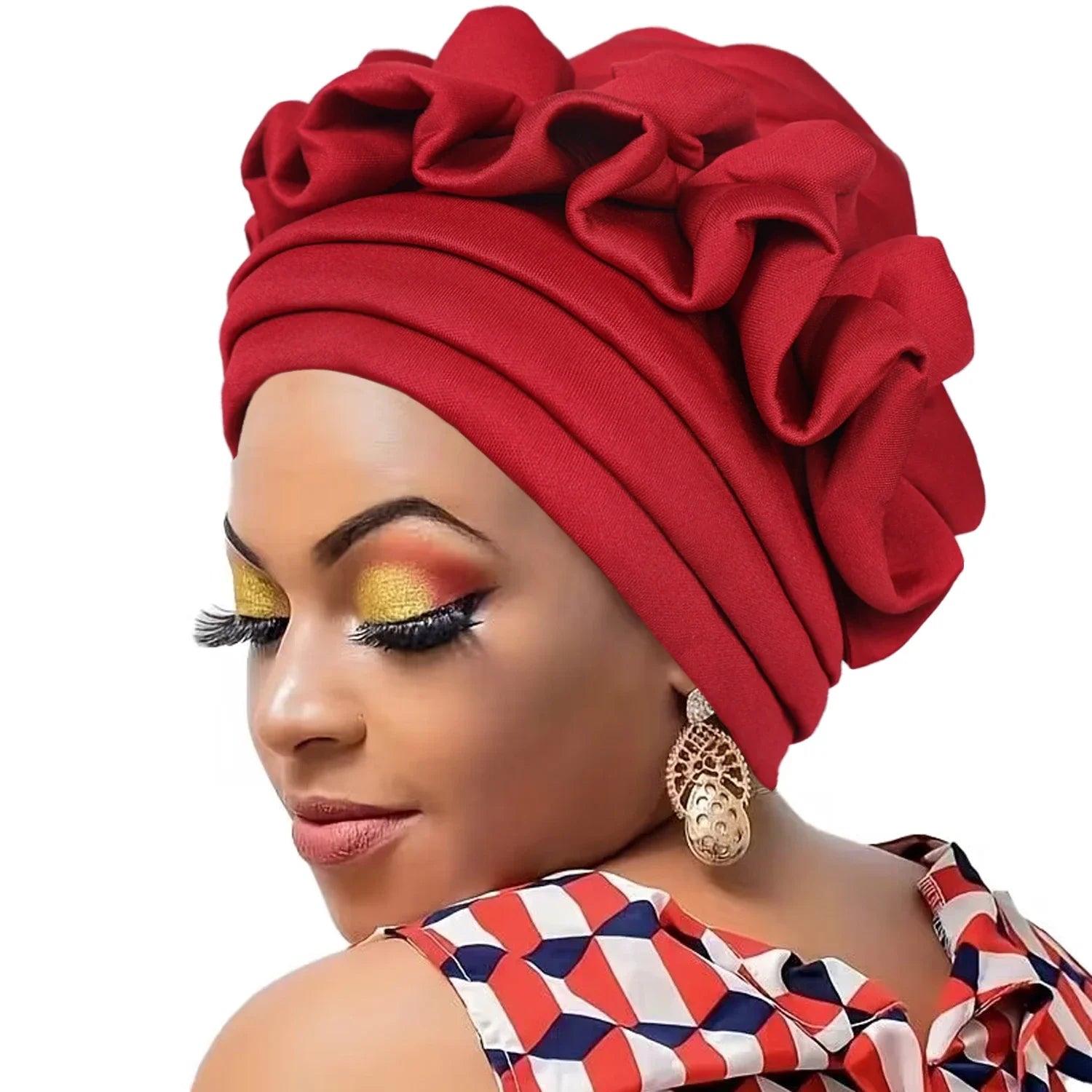 Women’s Raw Silk Pleated Turban – Elegant, African-Inspired & Perfect for Special Occasions