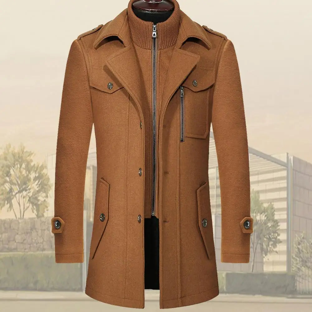 Herrejakke i ull med stående krage