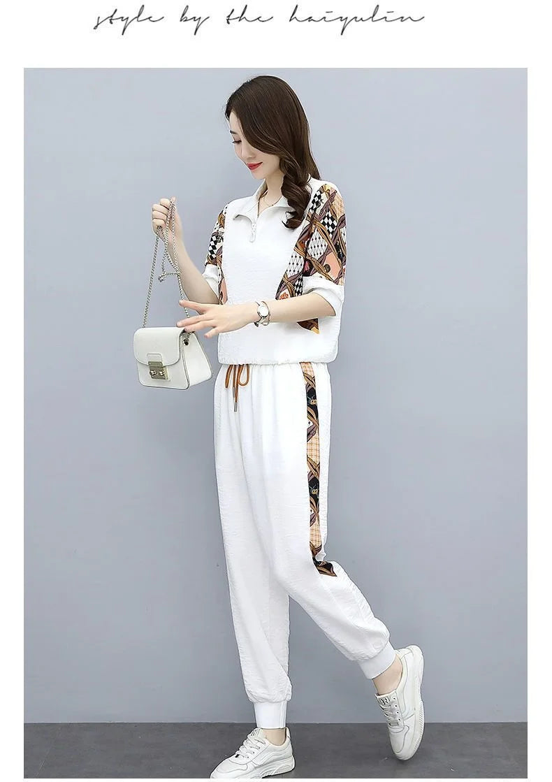 Women's Fashion Pencil Pant Suit New Summer Leisure Clothing Foreign Style Crop Top Two Piece Set Women Leggings Tracksuit