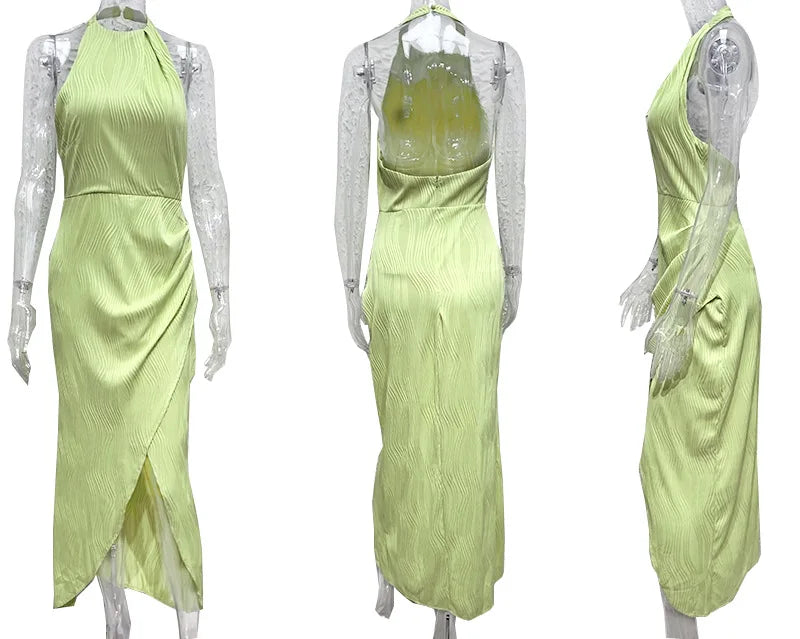 New Fashion Women Summer Halter Backless Long Dress Woman Clothing Evening Party Dresses Casual Sexy Costume Mujer Vestido