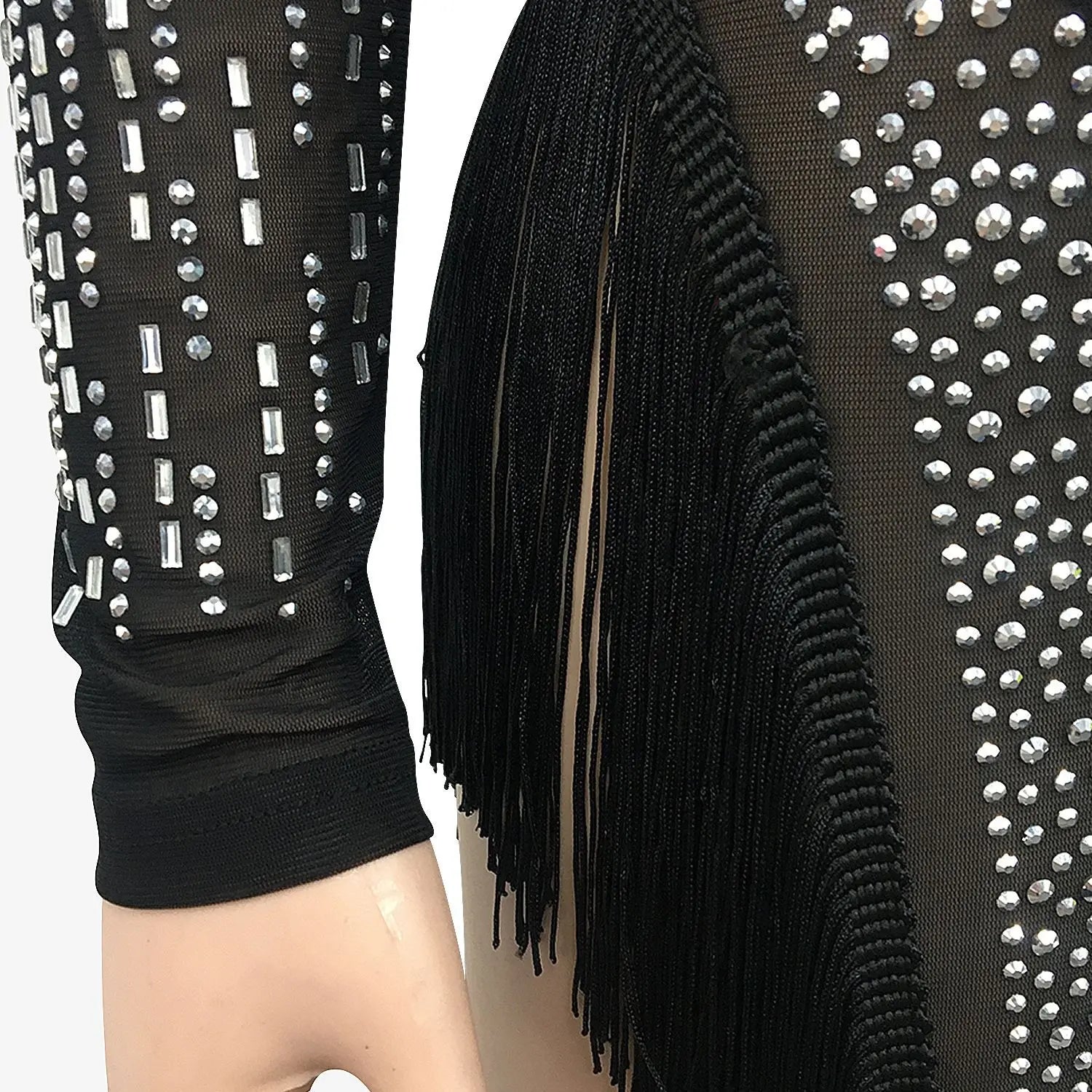 Skirt Set Women Two Piece Sets Dress Sets Mock Neck Matching Set Diamond Short Tops Party High Waist Long Skirts Sexy Hot Tassel