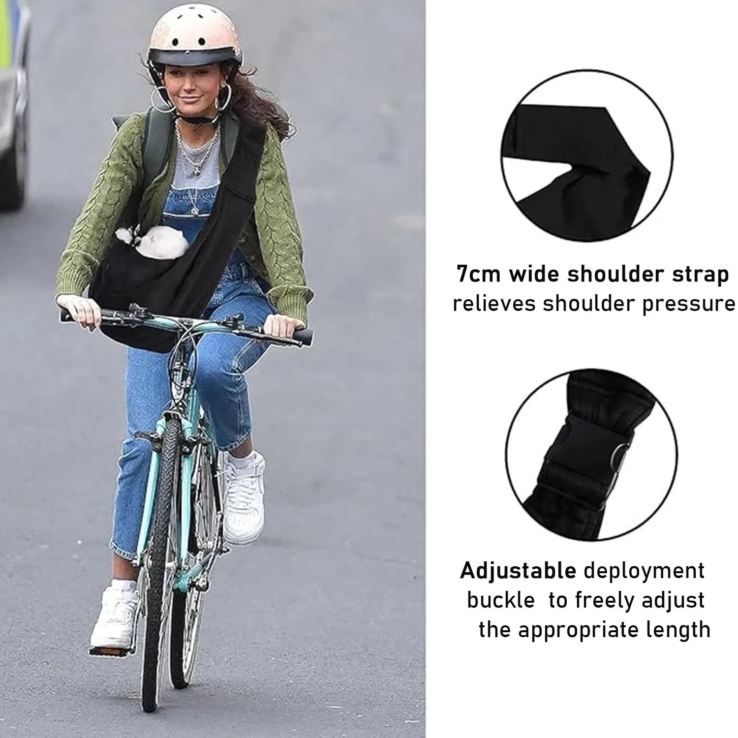 Small pet sling holder, hands-free reversible pet paper plastic bag, handbag, dog and cat sling holder, easy and portable