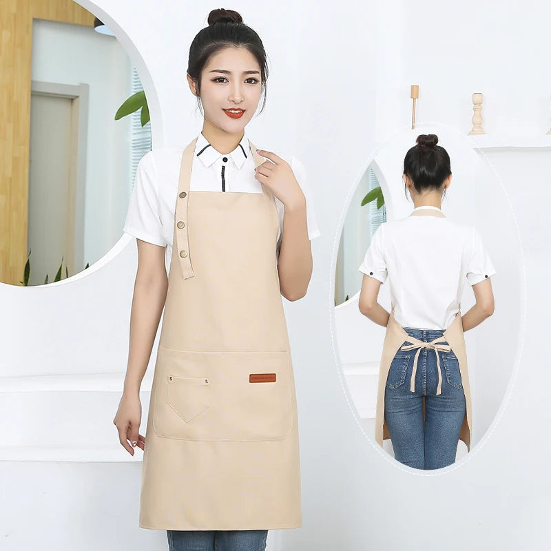 New Fashion Kitchen Aprons for Woman Men Chef Work Apron for Grill Restaurant Bar Shop Cafes Beauty Nails Studios Uniform