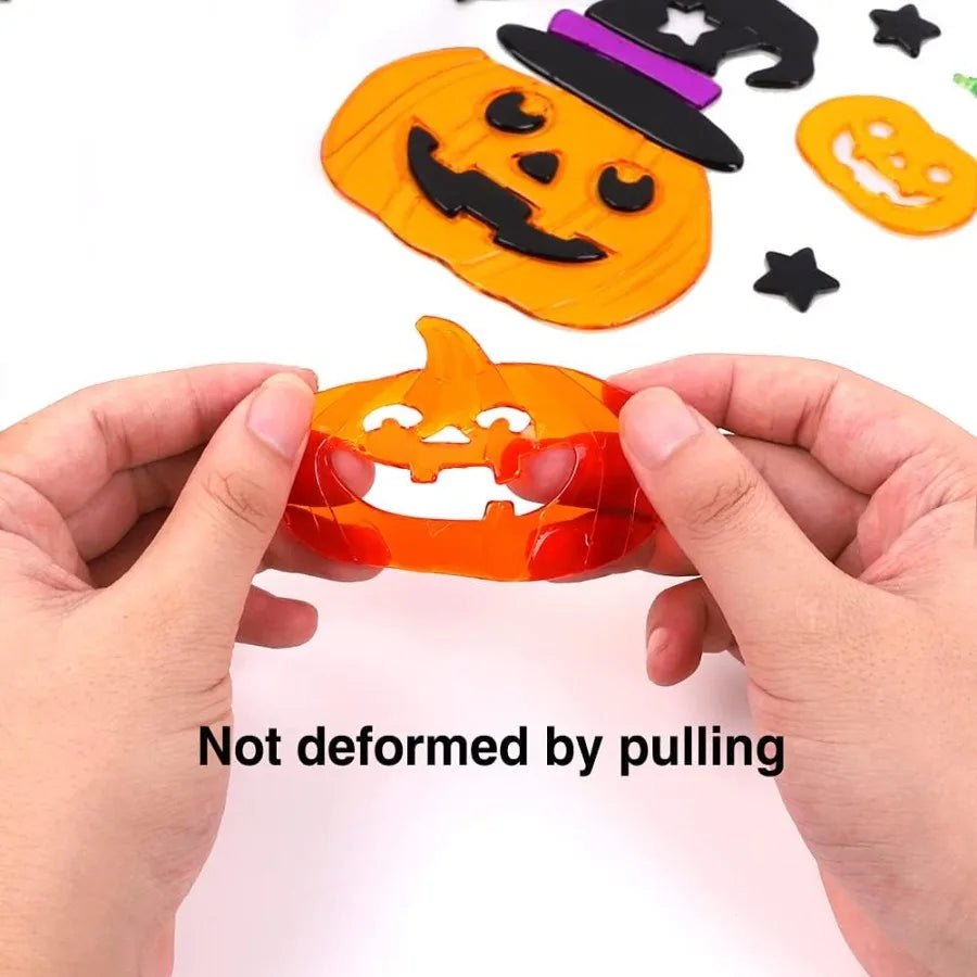 6pcs Halloween Gel Window Clings for Home Decor Perfect for Pumpkins Witch Bats and Spider Designs on Windows to Create a Spook