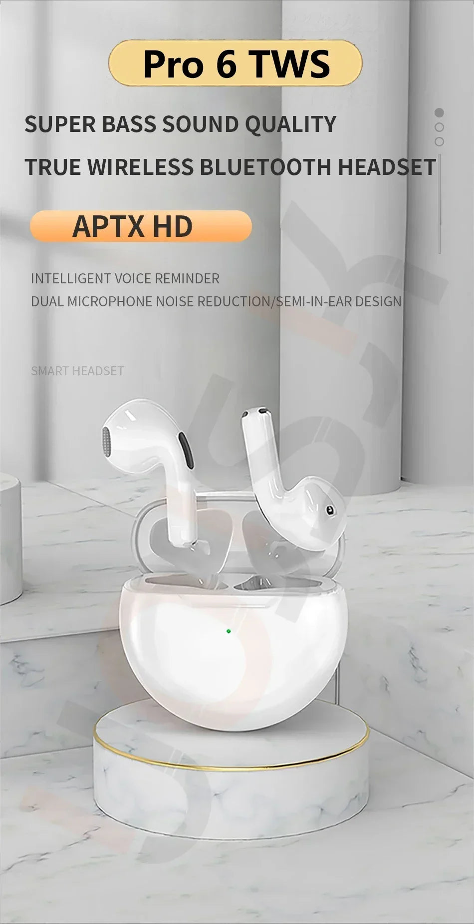 Original Air Pro 6 fone Wireless Bluetooth Earphones In Ear Earbuds Noise Cancelling Pods Headset For Apple iPhone Earphones