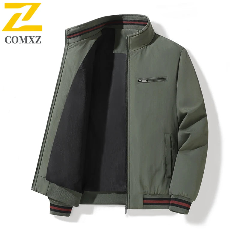 New Men's Jacket Retro Middle Aged Men's Coat Outdoor Waterproof Stand Up Collar Business Jacket Simple Men's Wear 4XL 5XL
