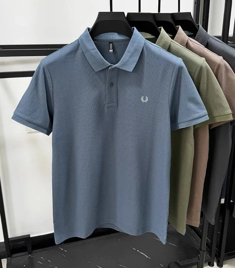 Luxury brand 100% cotton short sleeve men's polo shirt summer high-end fashion classic embroidery business casual golf T-shirt