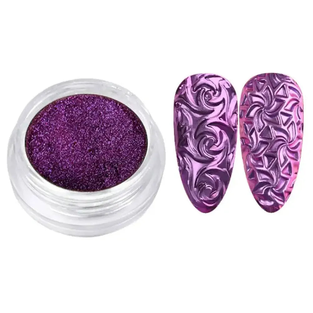 1jar Purple Color Shift Chrome Nail Powder Chameleon Metallic Mirror Effect Nail Fine Dust Manicure Rubbing Pigment Dust 0.3g R4