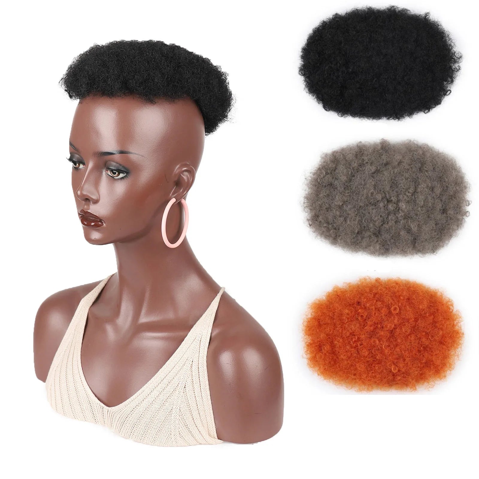 Jeedou Toupet Synthétique Postiche Cheveux Courts Bouclés Clip Sur Perruque Cheveux Afro Femmes Perruque Homme Pour Crâne Chauve Cheveux Clairsemés