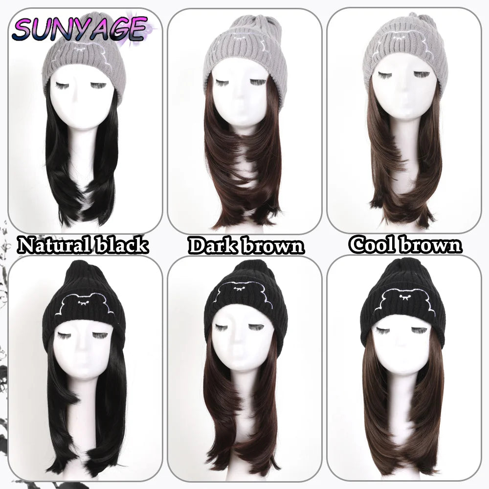Gorro con peluca y extensión de cabello