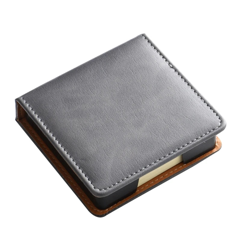 Sticky Note Box with Notepads Leather Memo Pad Dispenser Desktop Supplies for Students Office Worker
