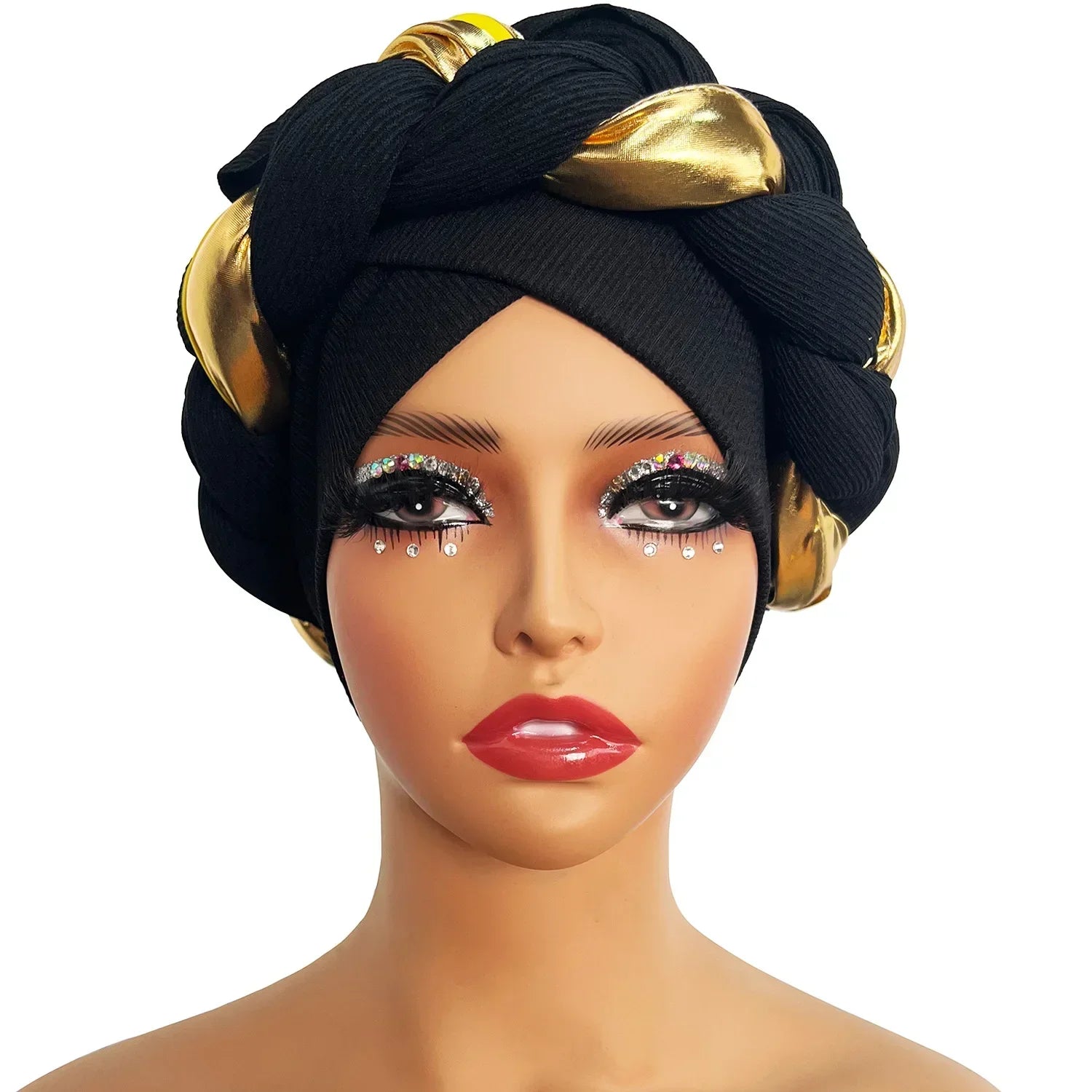 Moda Africana Turbante Africano Gorros Autogele Turbante para Mujer Envolturas de Cabeza Musulmanas Femeninas
