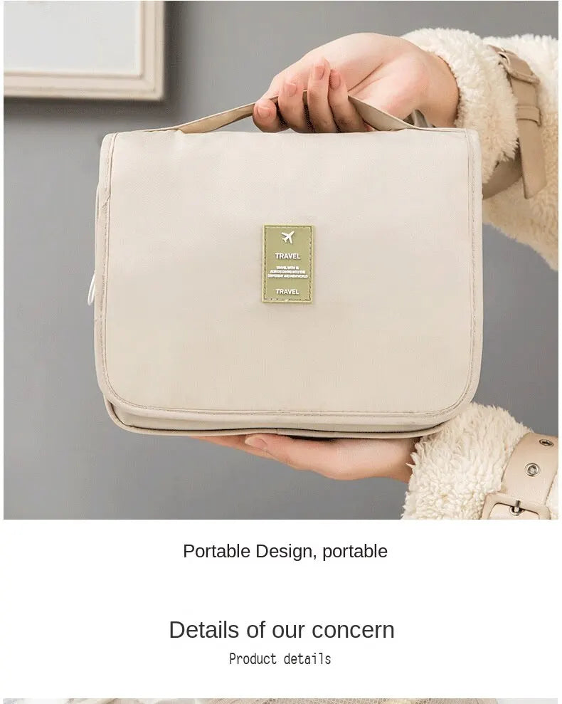 Bolsa de Maquillaje de Viaje, Neceser Organizador de Cosméticos, Impermeable, para Baño, con Gancho, Bolsa de Aseo de Alta Calidad para Mujer