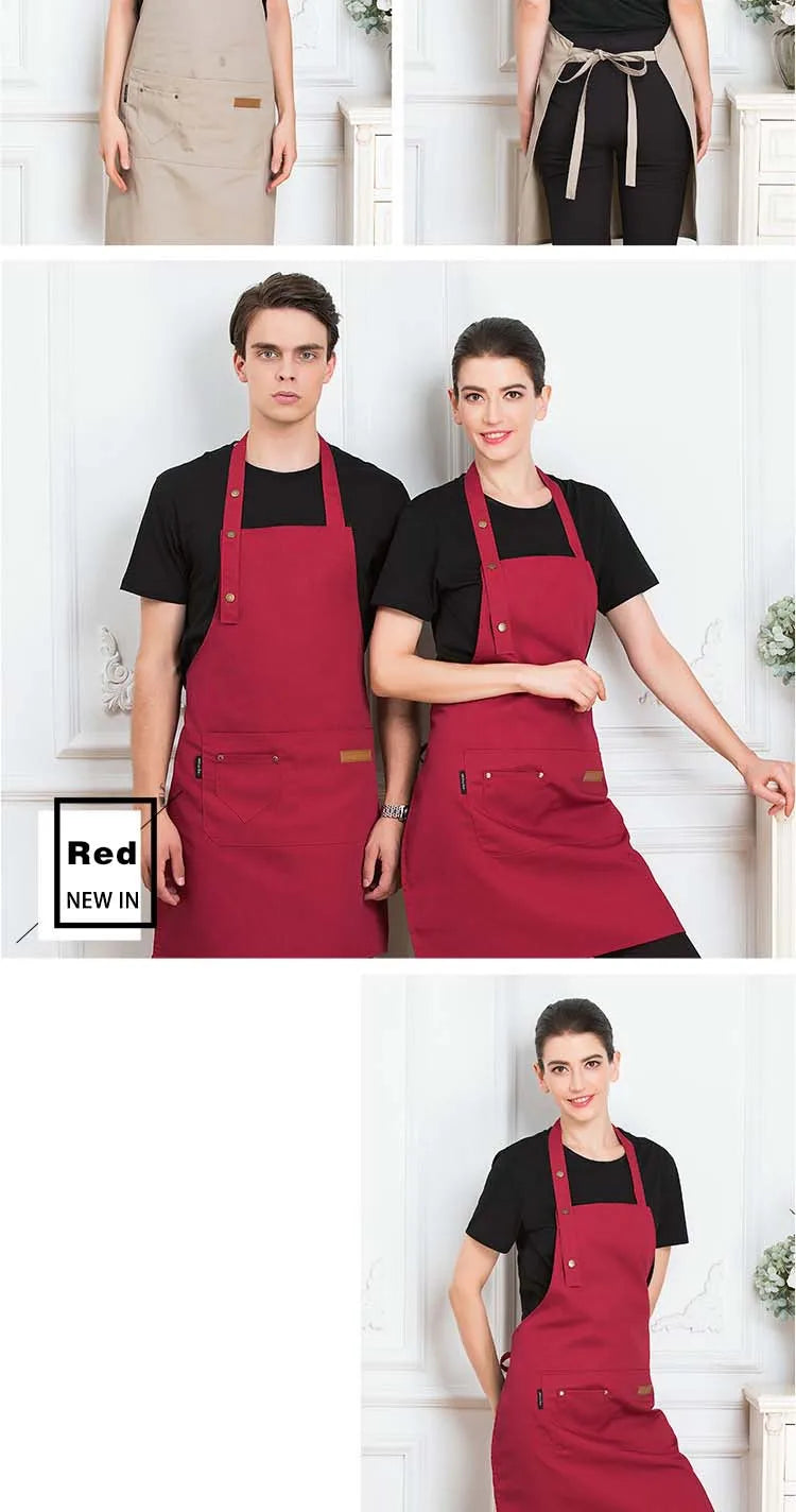 Nouveaux tabliers de cuisine tendance pour femmes et hommes, tabliers de travail pour chefs, pour grillades, restaurants, bars, boutiques, cafés, salons de beauté, studios de manucure, uniformes