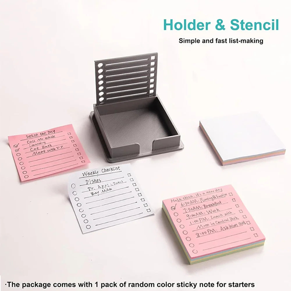 Sticky Note Dispenser Sticky Note Holder with Stencil Sticky Notes Template for Pad Self-adhesive Notepad Organ