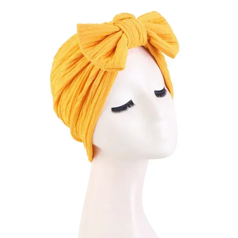 Sombrero turbante indio nuevo con nudo y lazo para mujer, hijab musulmán, pañuelo africano para la cabeza, gorro, gorro para pérdida de cabello, gorro de quimioterapia, pañuelos para la cabeza