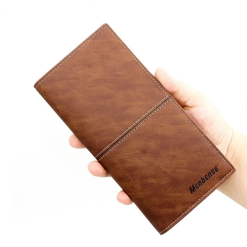 Fashion Business Retro Simple Men's Long Wallet Multi Card Holder Large Capacity Plus Wrap Long Wallet Daily Commuter Wallet