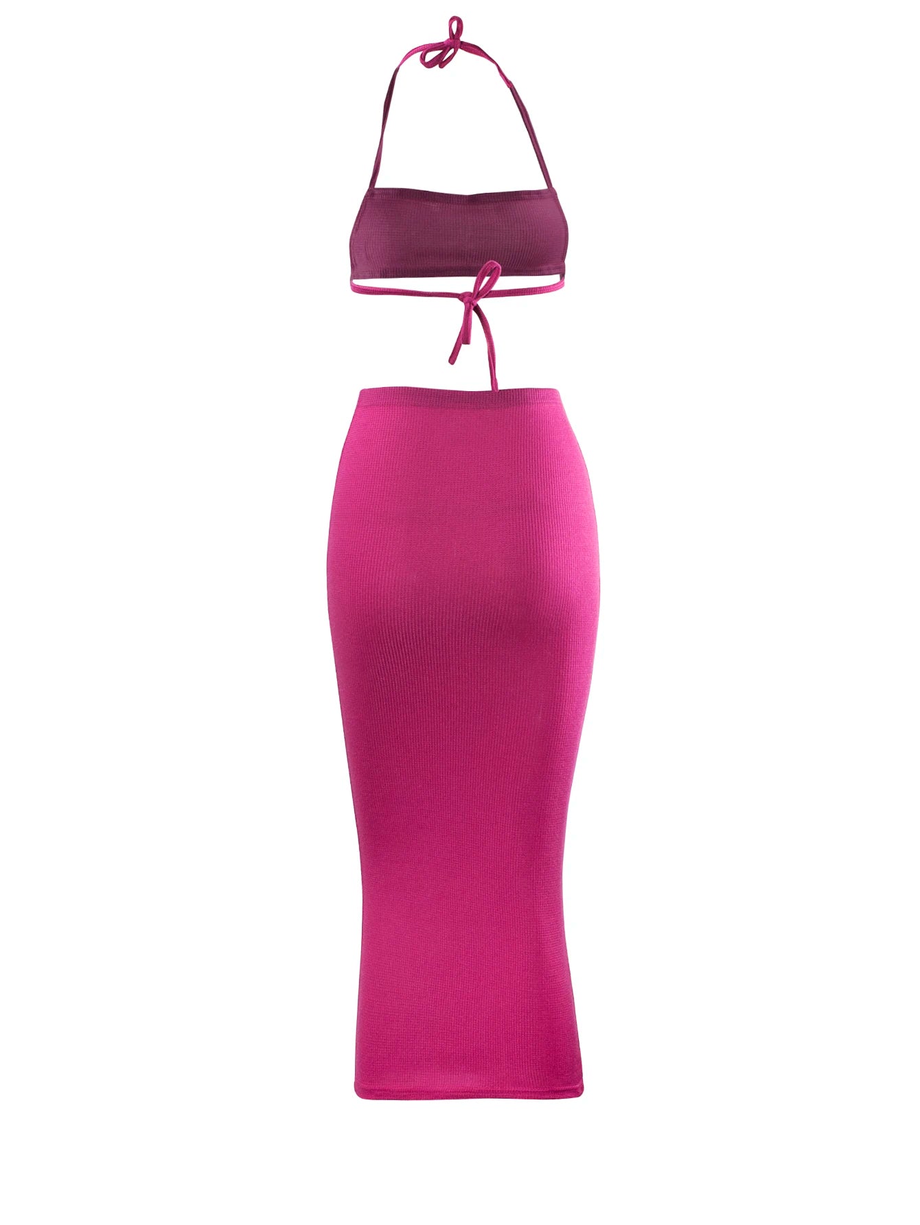 Women Long Skirt 2 Pcs Sets Sexy Strapless Tube Top Bodycon Maxi Skirts Y2k Two Piece Outfit Summer Clothing Beach Wear