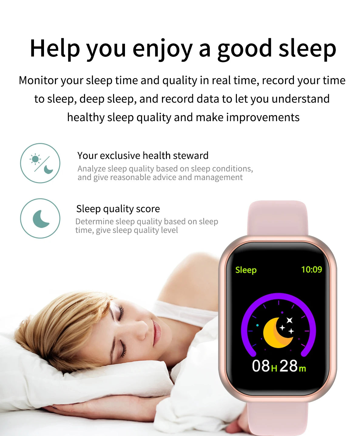 Smartarmbånd Smartklokker Menn Kvinner Gaver Sport Blue Tooth Band Puls Blodtrykk Fitness Tracker For Android IOS