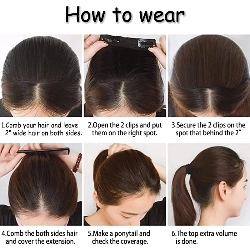 AZQUEEN Almohadillas de cabello sintético invisibles sin costuras con clip de una pieza para aumentar el volumen del cabello, extensiones de cabello, cubrepelo superior lateral