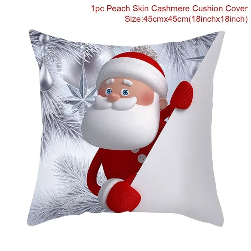 Merry Christmas Cushion Cover Christmas Decorations for Home 2021 Cristmas Ornament Noel Xmas Decor Navidad Happy New Year Gifts