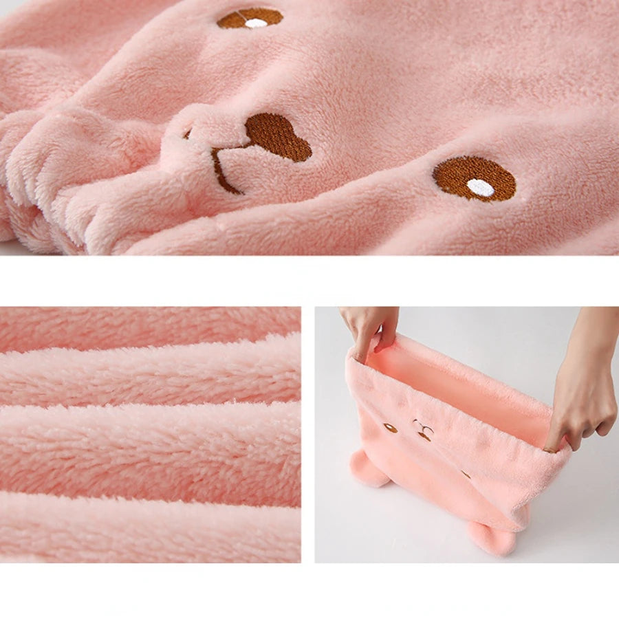 cute Hair dry towel Bear dry hair hat cute bathroom turban  water-dry hair hat for women quick drying material