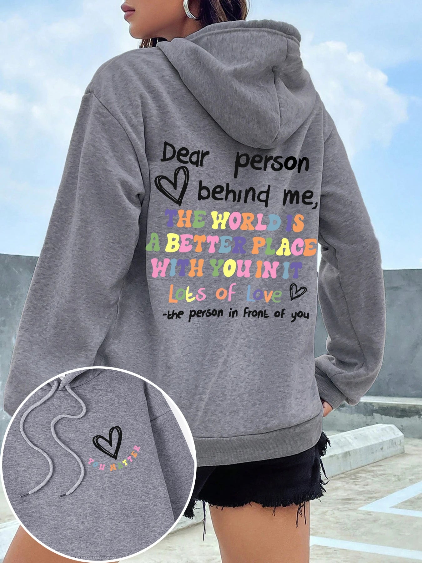 Dear Person Behind Me Hoodie Women Colored Letters Warm Fleece Woman Hoody Fur-liner Spring Autumn Hoodies Y2K Casual Tops