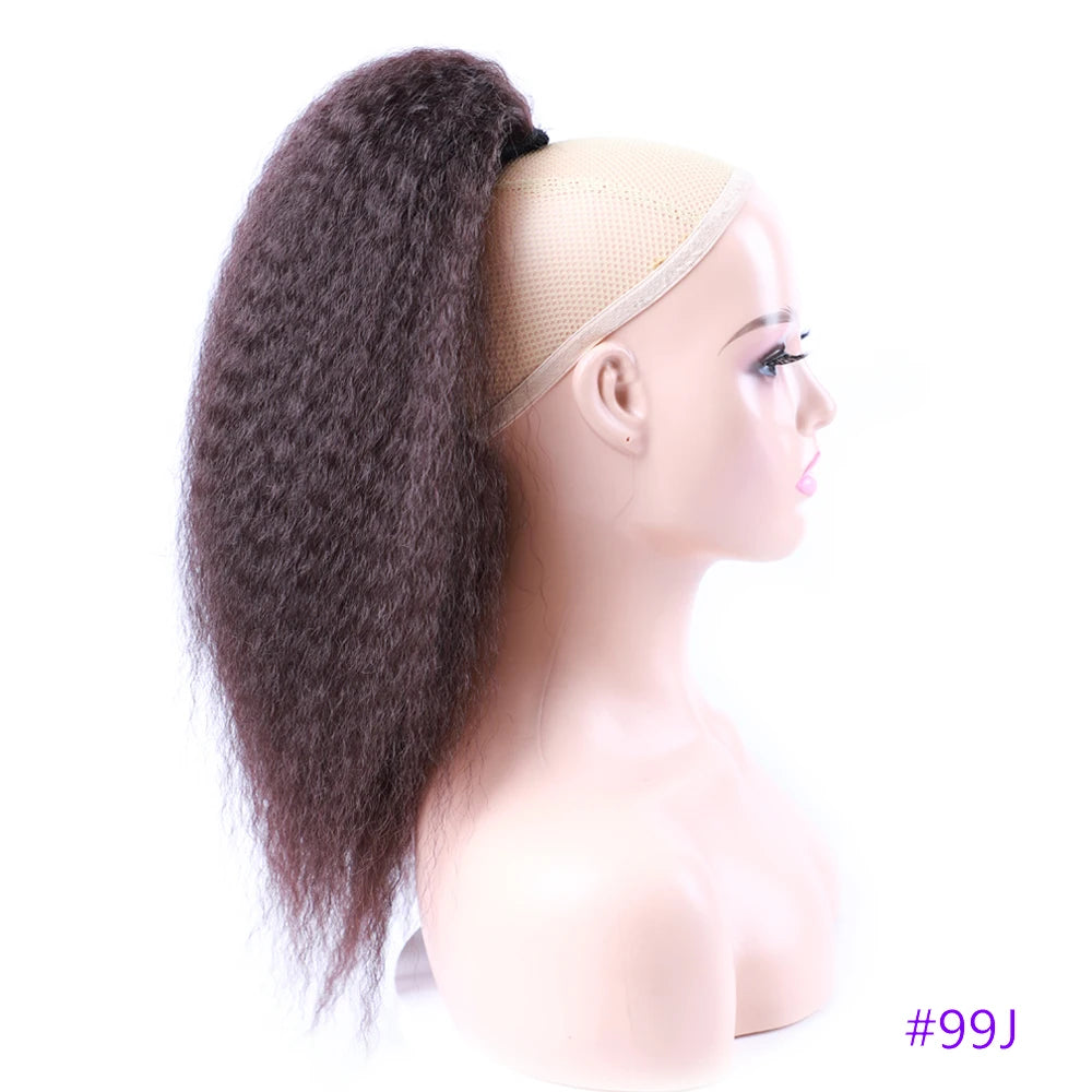 Queue de cheval synthétique bouclée avec cordon de serrage, extension de cheveux élastique pour femmes, postiche afro bouffante