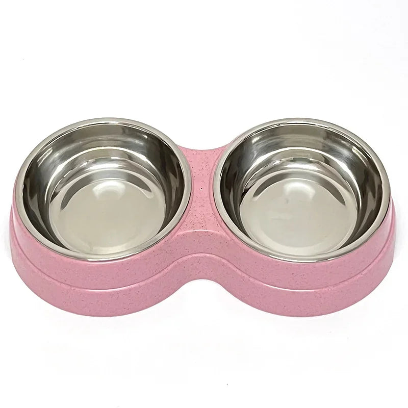 Small Dog Accessories Double Pet Bowls Stainless Steel Pet Drinking Dish Feeder Dog Food Water Feeder Cat Puppy Feeding Supplies