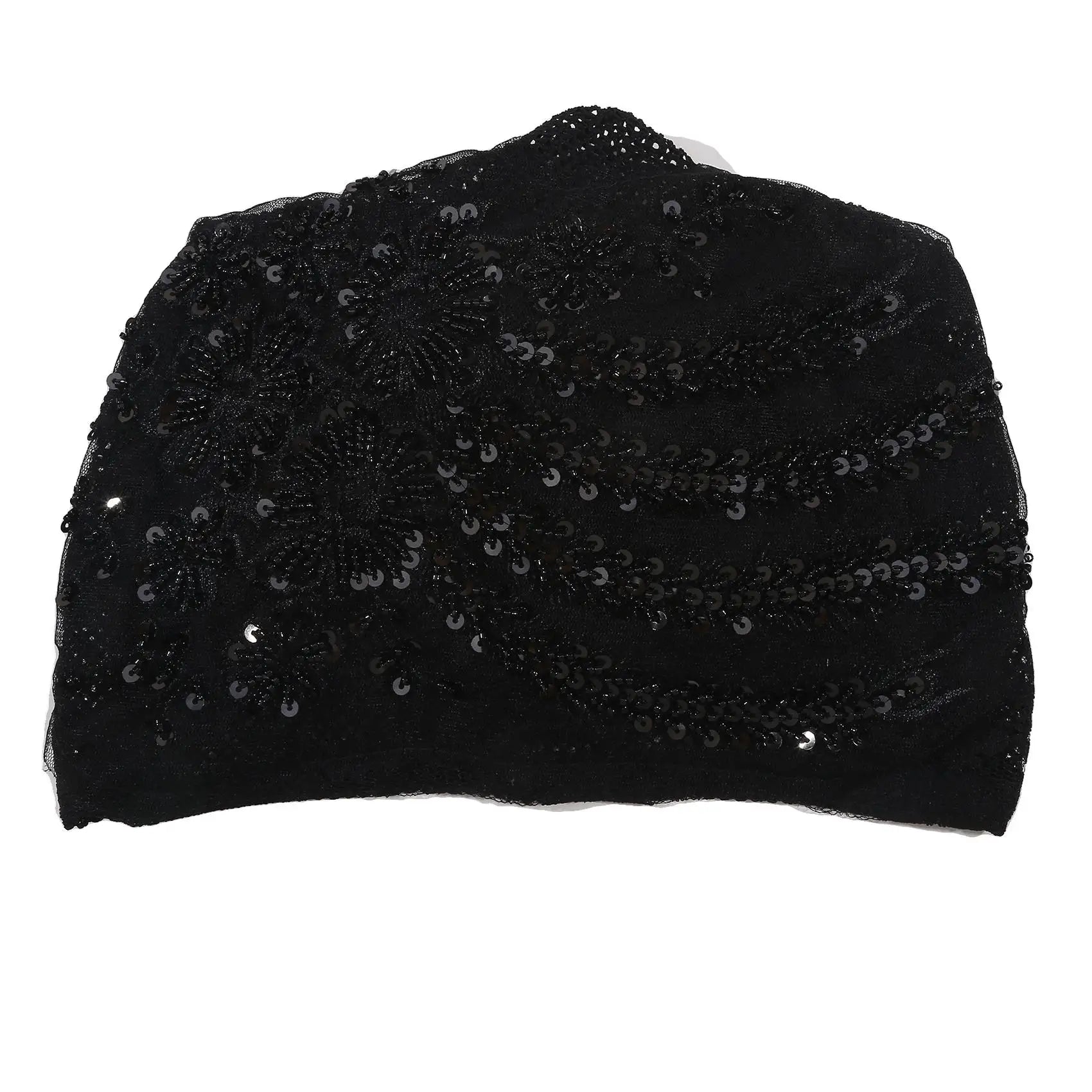 Luxury Embroidery Beading Pleated Turban Cap for Women African Female Wrap Head Bonnet Muslim Turban Hat Lady Head Wraps