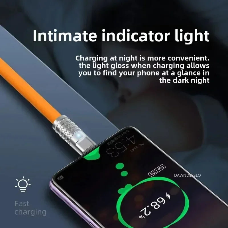 Nuevo cable de silicona líquida tipo C PD de carga súper rápida de 120W y 7A, 1M, 1.5M, 2M, cable USB, cable cargador USB C a C para Xiaomi Huawei
