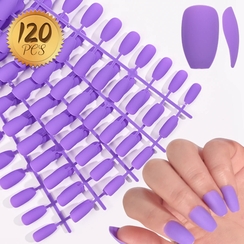 120pcs Black Edge Super Long French False Nail Removable Ballerina Coffin Almond Fake Nail Artificial Acrylic Press On Nail Tips