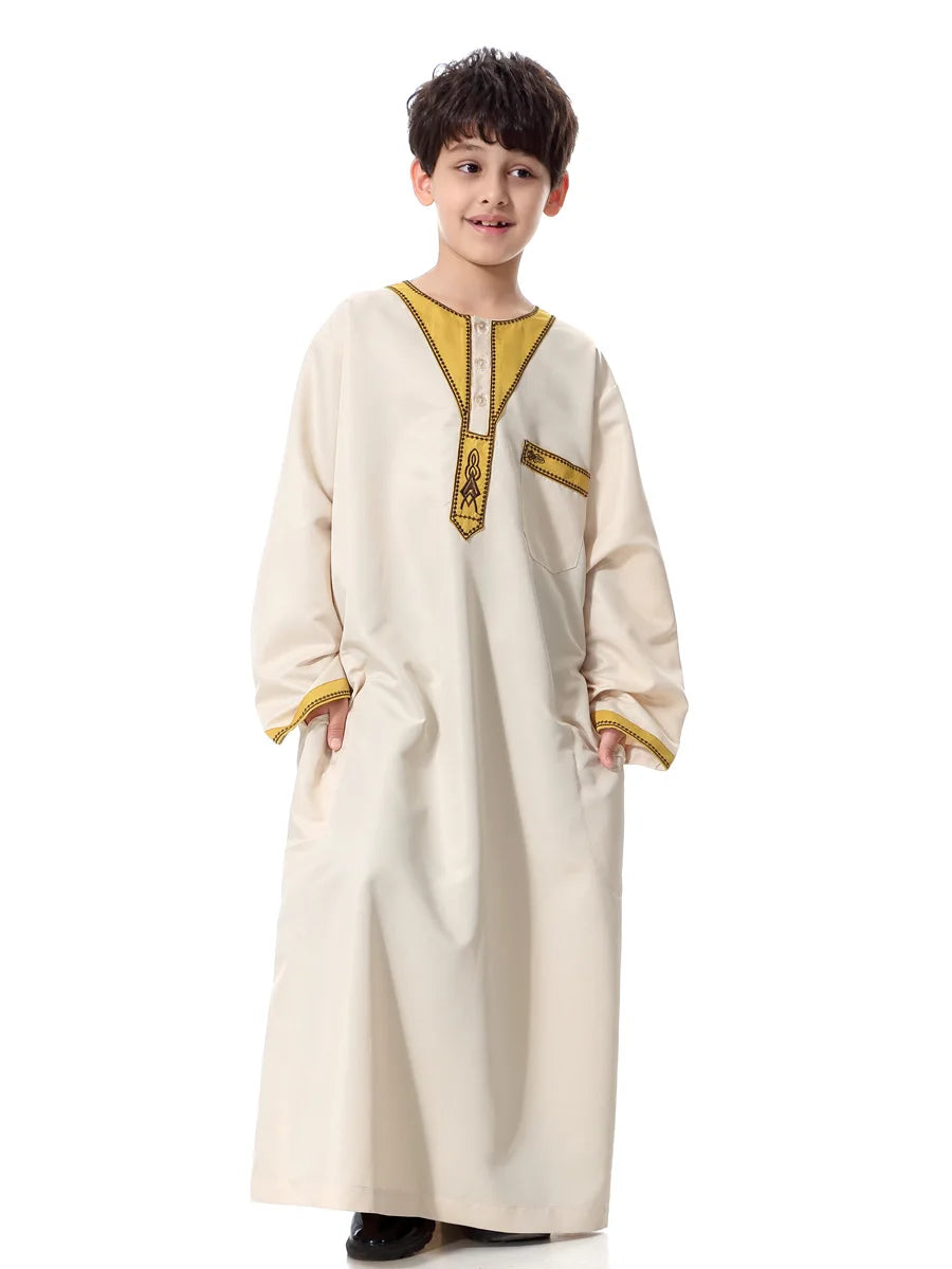 2025 Fashion Muslim Teenager Clothing Islam Men Summer Winter Eid Ramadan Prayer High Quality Elengance Party Boy's Robe Caftan