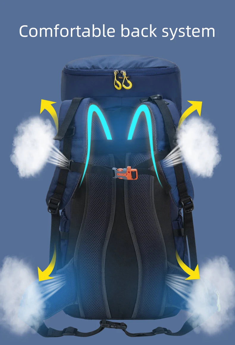 Hiking Backpack With Rain Cover Outdoor Camping Climbing Trekking Bag Large Sport Gear Organiser Daypack Travel Luggage Rucksack