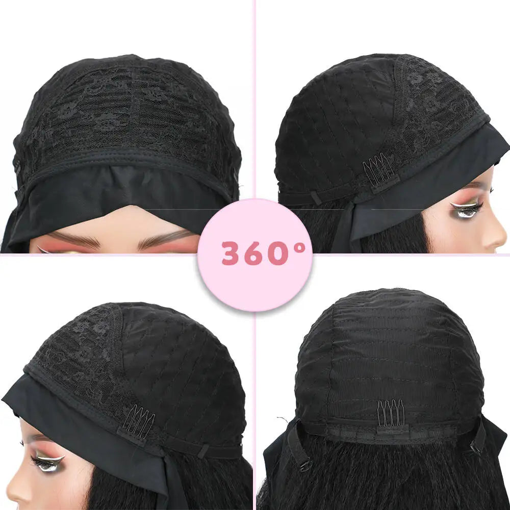 Long Kinky Straight Headband Wig