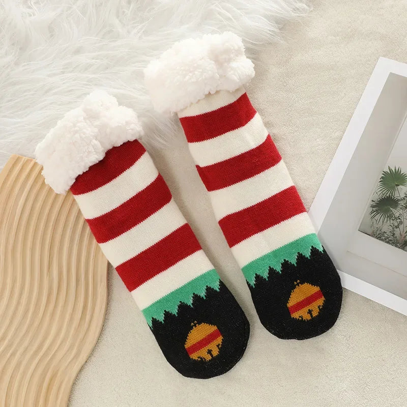 Fuzzy Thermal Sock Women Winter Warm Funny Bear Sheep Cute Kawaii Non Slip Cartoon Sleeping Soft Comfy Female Floor Slipper Sock