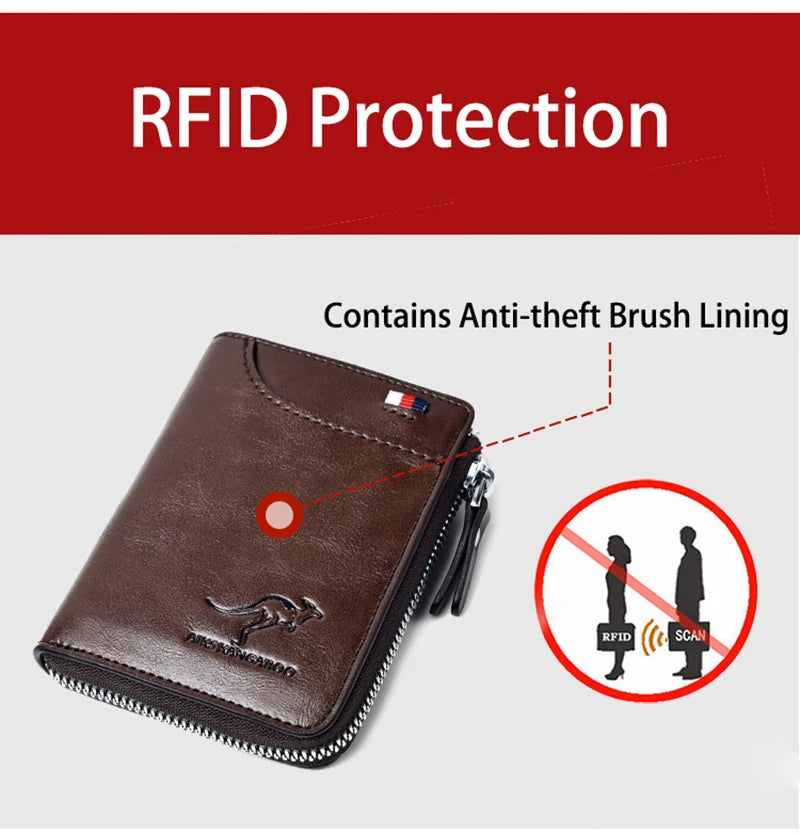 Cartera de Hombre Piel Tarjetero de Negocios Cartera con Cremallera Lujosas Carteras para Hombre Protección RFID Monederos Cartera Masculina de Lujo