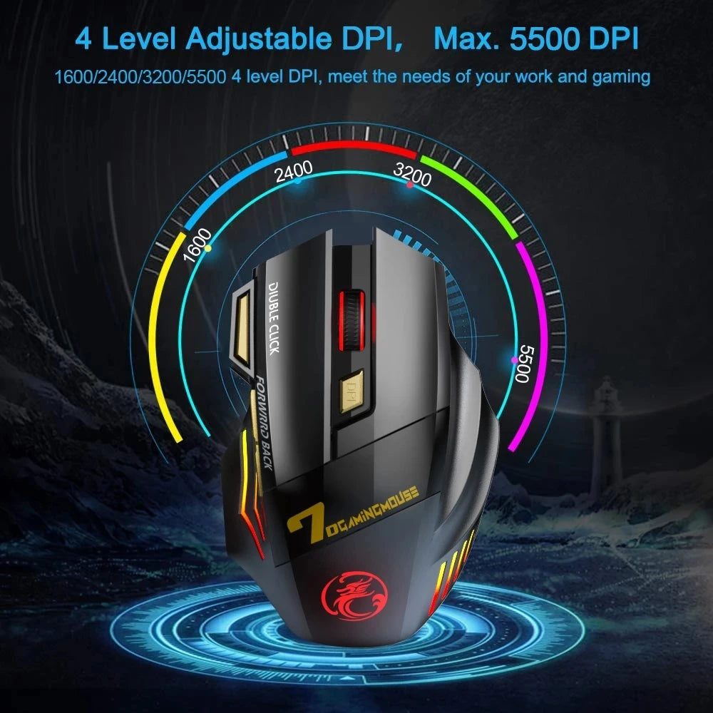 7 Buttons Rechargeable Wireless Mouse Gamer Gaming Mouse Ergonomic Computer Mice For Computer PC Gamer Mouse Laptop Accessories