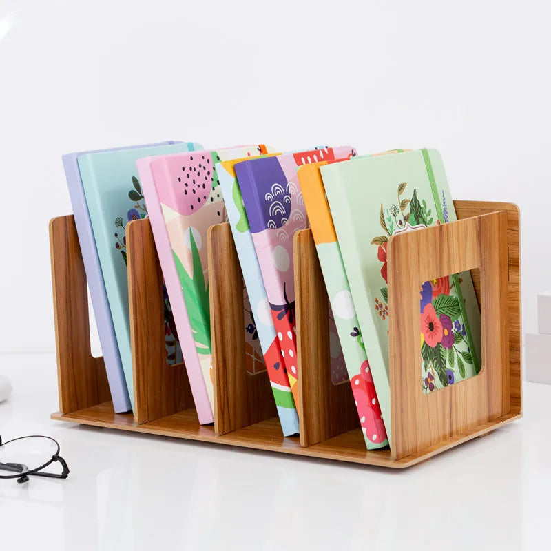 Desktop shelf student book stand simple desktop bookshelf DIY creative CD rack wooden DVD rack office organizers