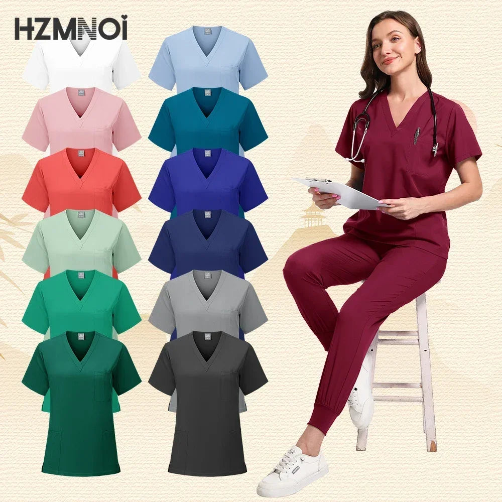 Workwear Nurse Uniform Tops+Straight Pants Medical Nursing Uniform Women Men Pet Shop Beauty Work Suit Doctor Surgery Scrubs Set