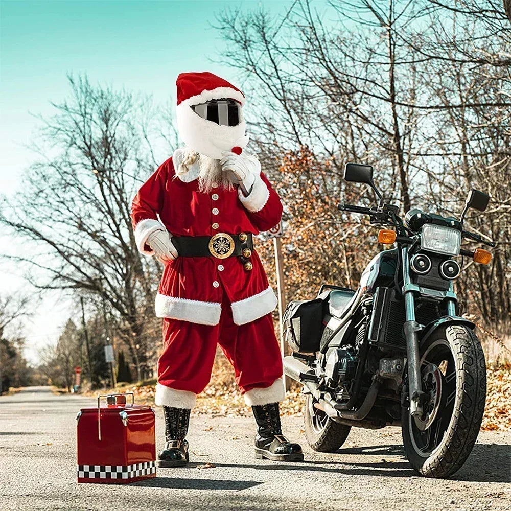 1pcs Santa Claus Helmet Cover Plush Christmas Hat for Motorcycle Helmet Happy New Year Party Supplies Xmas Cosplay Accessoories