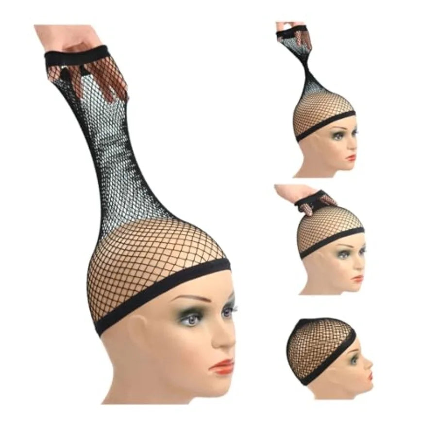 2 Pieces Mesh Wig Caps for Long Hair with Open-end Wig Cap Weaving Wig Cap for Women L