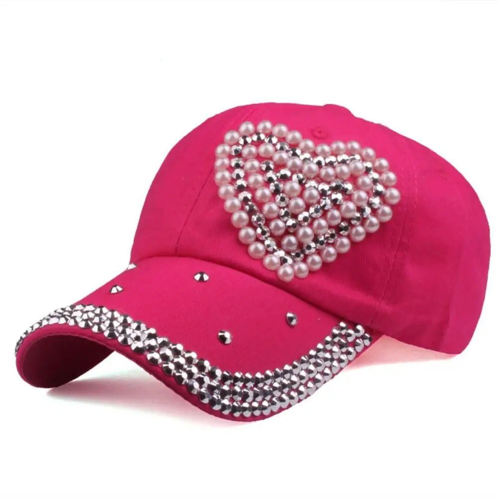 Rhinestone Heart Ponytail Cap