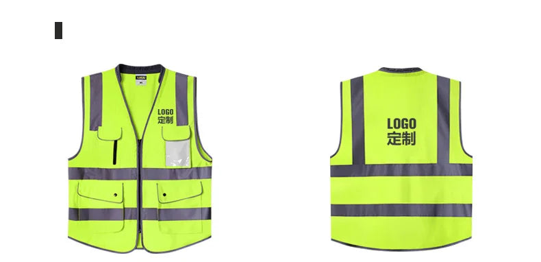 Road Work Vest for Man With Pockets Hi Vis Vest Outdoor Construction Protective Workwear Work Wear Vest