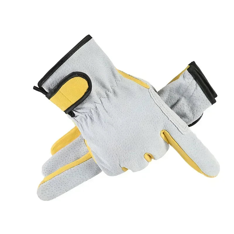 Work Gloves Leather Workers Work Welding Safety Protection Garden Sports Motorcycle Driver Wear-resistant Gloves Heat Insulation