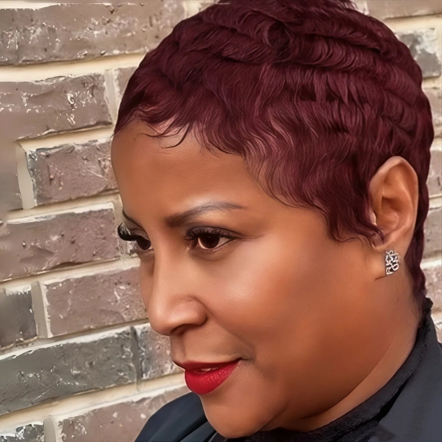 Peluca Pixie Corta en Capas para Mujeres Negras, Hecha Completamente a Máquina, Pelucas de Cabello Humano Brasileño