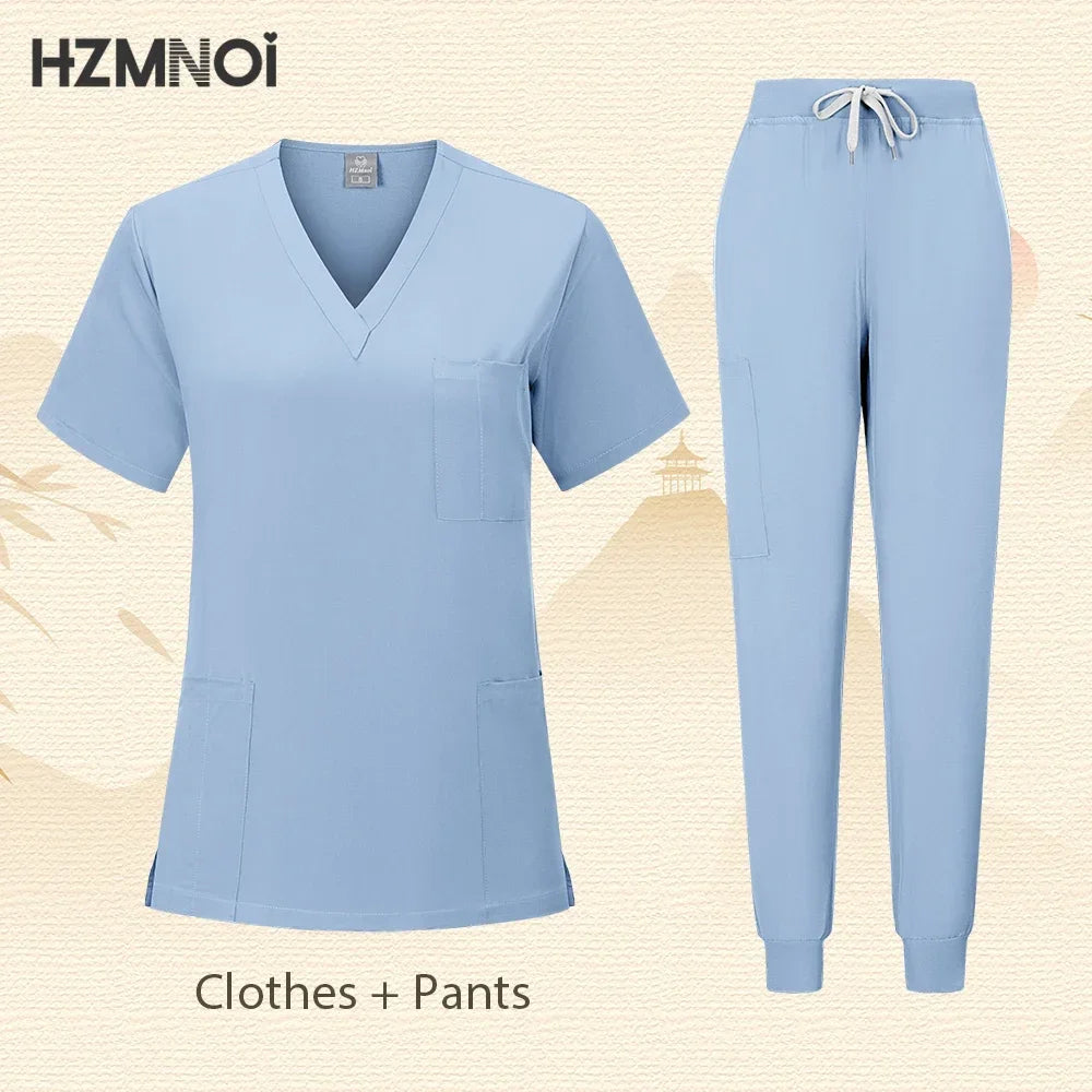 Workwear Nurse Uniform Tops+Straight Pants Medical Nursing Uniform Women Men Pet Shop Beauty Work Suit Doctor Surgery Scrubs Set