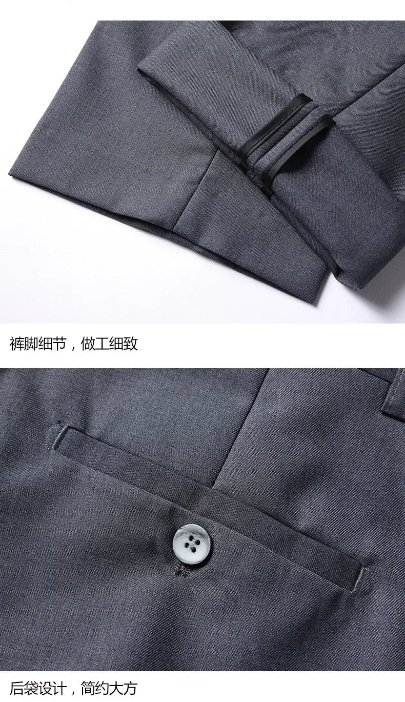 Suit (Blazer+ Vest + Pants) Men's Fashion Business Fit Wedding Professional Casual Single Breasted Gentleman Groom Dress Suit
