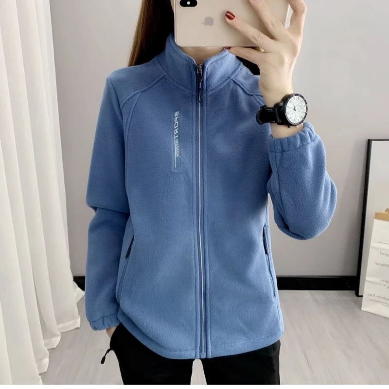 Plus Size XL-5XL Autumn winter Women's Casual Cardigan Jacket Outdoor Sports Snowflake Fleece Top Youth Couple Fleece Clothing