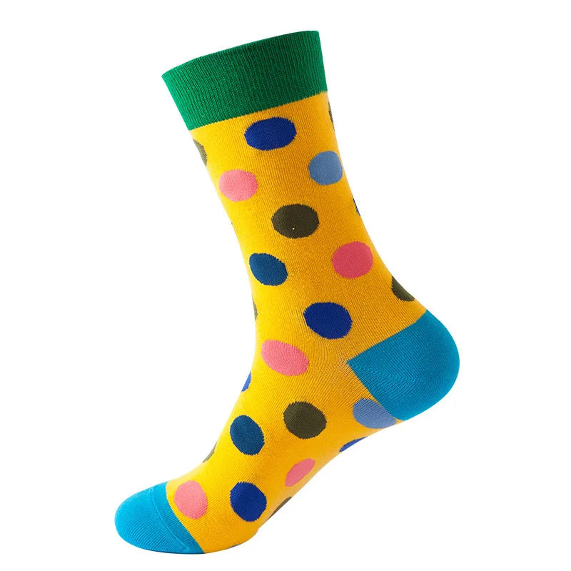 49 Patterns Fashion Business Men 100% Cotton Happy Lattice Socks Unisex Boys Combed Hip Hop Street Skateboard Funny High Sox Set